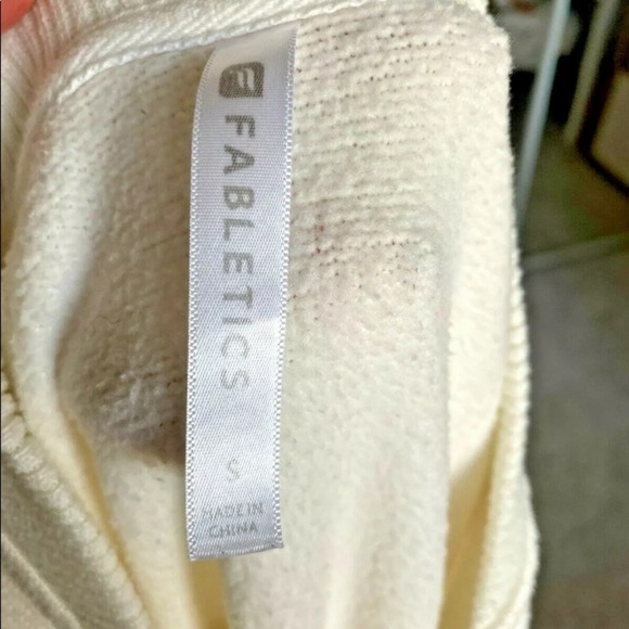 Womens Fabletics Sz Small Varsity Jacket Bomber White Zip Snap Pockets Comfort - Picture 8 of 8